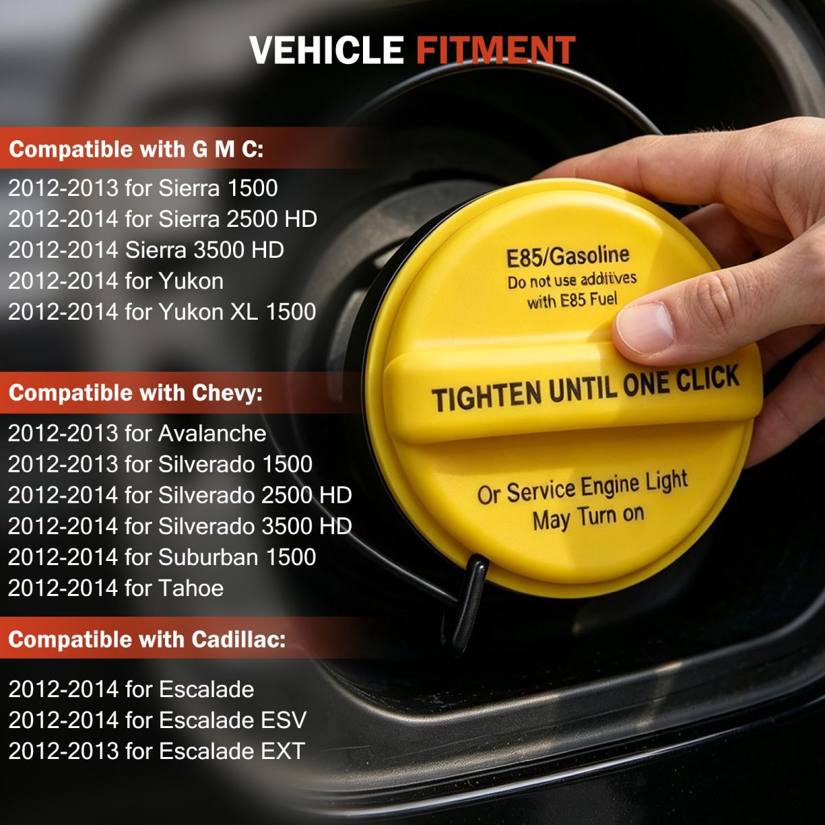 Gas Cap Fuel For E85 2012 2014 Yukon Xl 1500 Fits Gmc Sierra And Chevy Silverado Tahoe Suburban Part Number Gt347 20962524