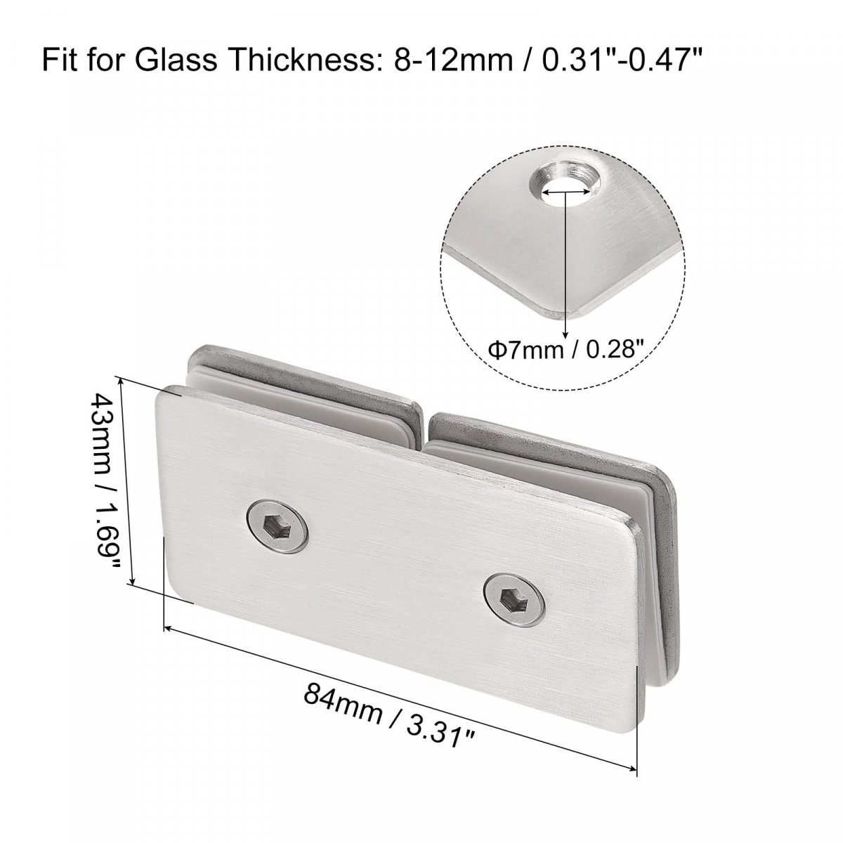 Uxcell Stainless Steel 180 Degree Glass Clamp 2pcs For 8-12mm Thickness Double Side Square Frameless Corner Bracket Clip Shower