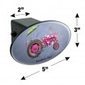 Farm Tractor Country Girl Pink Polka Dot Farming Oval Tow Trailer Hitch Cover Plug Insert