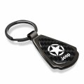 Ipick Image For Jeep Willys Star Logo Real Black Carbon Fiber Gunmetal Metal Teardrop Key Chain Keychain Official Licensed
