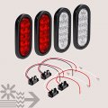 True Mods 2 Red White 6 Oval Led Trailer Tail Light Kit Dot Fmvss 108 Grommets Plugs Included Ip67 Waterproof Stop Brake Turn 