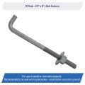 1 2 In X 8 Galvanized Threaded Anchor Bolt Set 10 Pack With Hex Nuts And Flat Washers For Wood Concrete Projects