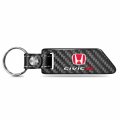 Ipick Image For Honda Civic Si Red Logo Real Carbon Fiber Blade Style With Black Leather Strap Key Chain