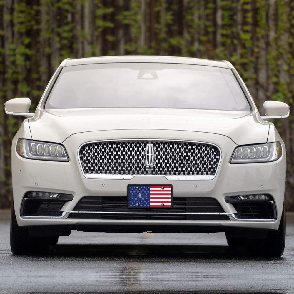 Lincoln Black Label Logo Usa Flag Graphic Aluminum Metal License Plate 11 88 In X 6 Official Licensed Universal Fit For Car Suv
