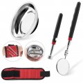 Glarks 4pcs Magnetic Pickup Tool Set Including Parts Tray Telescoping Inspection Mirror 10 Lb Magnet Stick And Wristban For 