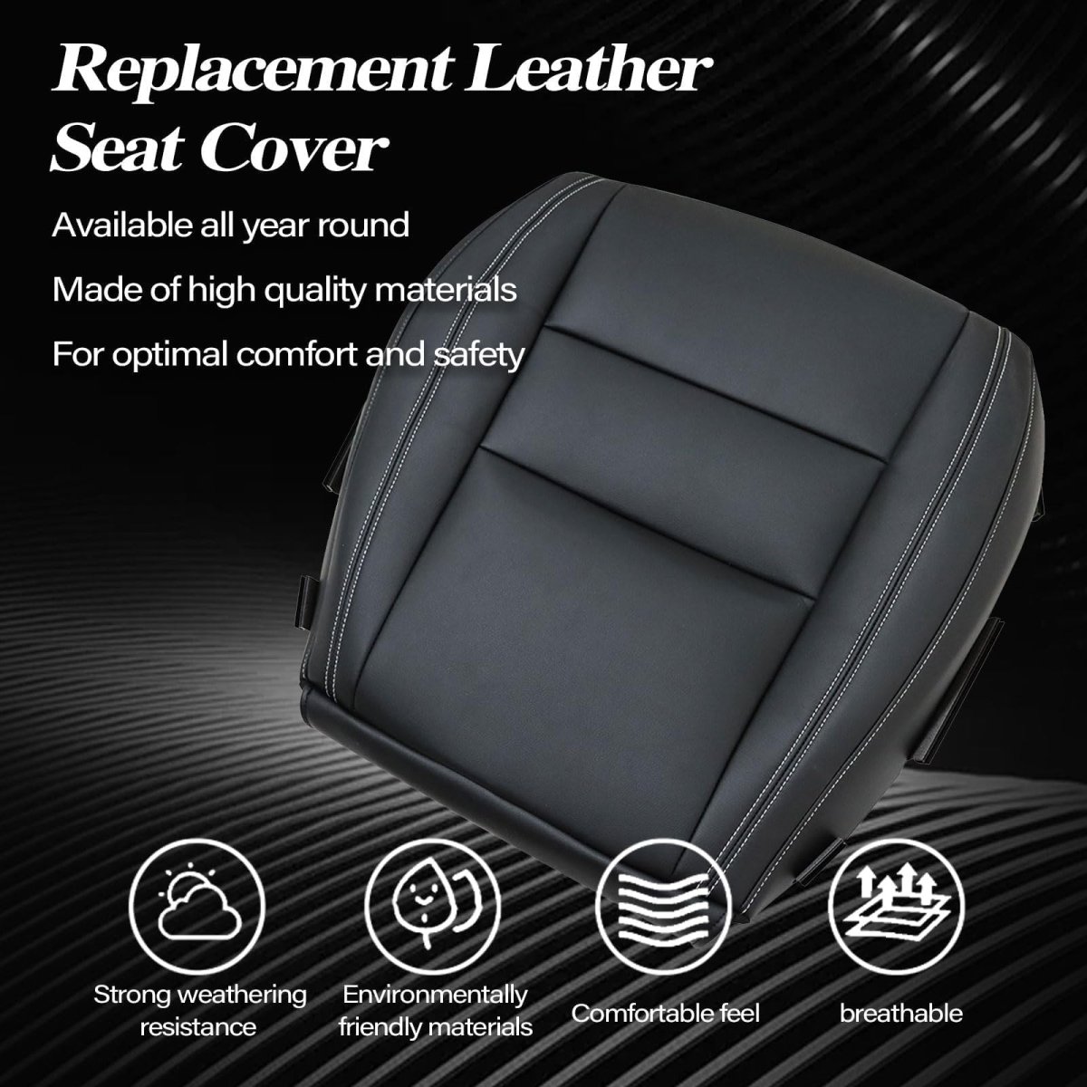 Driver Side Bottom Black Non Perforated Leather Replacement Seat Cover And Foam Cushion For Jeep Grand Cherokee 2011 2016 Dodge