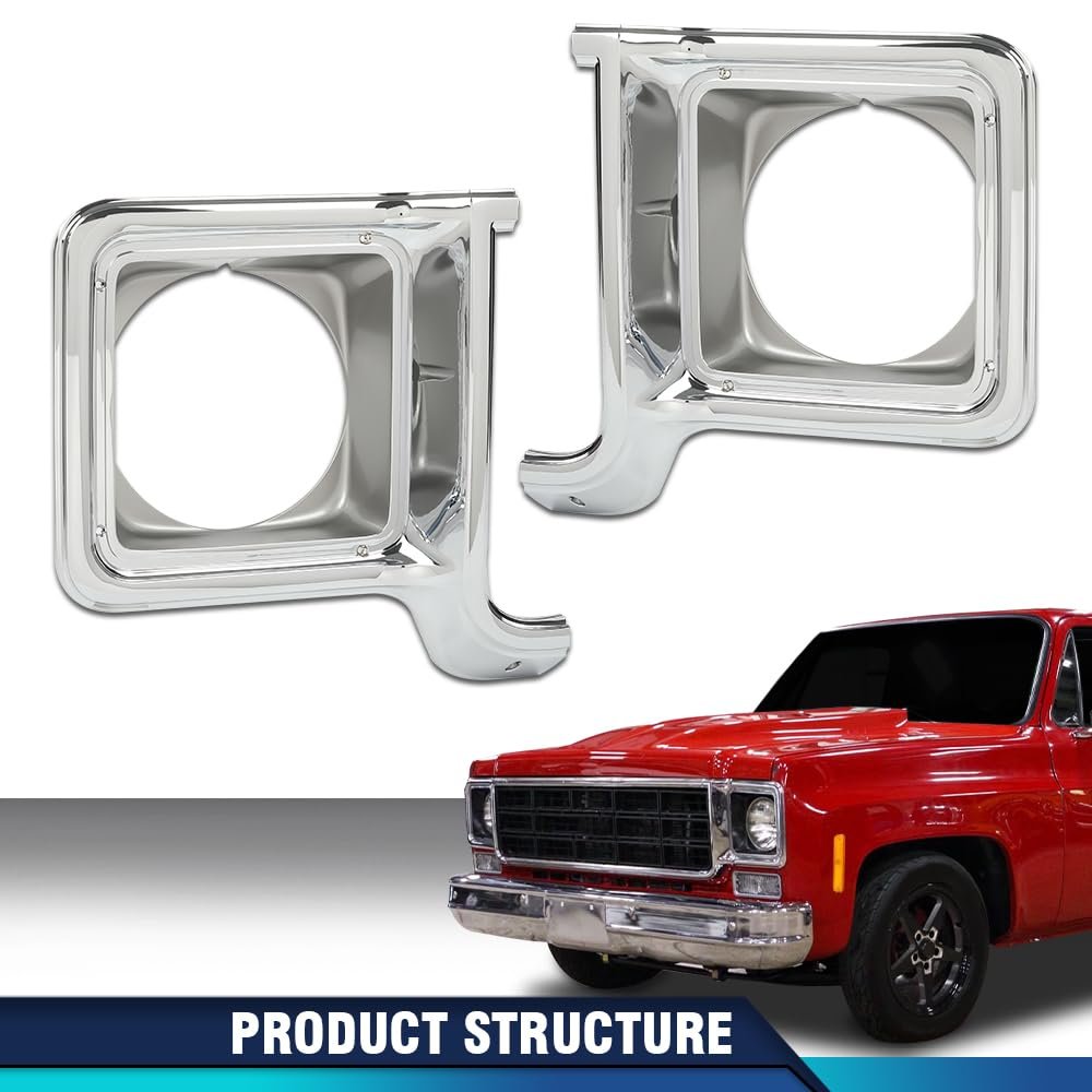 Headlight Trim Bezel Door Chrome Silver Driver Passenger Pair For Chevy Blazer Gmc Jimmy 1973-1978 Gm2513134 Gm2512134 376628
