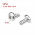 Uxcell M8x14mm Machine Screws Pan Phillips Cross Head Screw 304 Stainless Steel Fasteners Bolts 5pcs