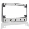 Fastasticdeals Metal Insert Bike License Plate Frame Archery C Weatherproof Motorcycle Accessories Chrome 4 Holes Solid 