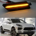 Nslumo Led Side Marker Lights For 2014-2020 Porsche Ma-can Smoked Lens Amber Front Bumper Assembly