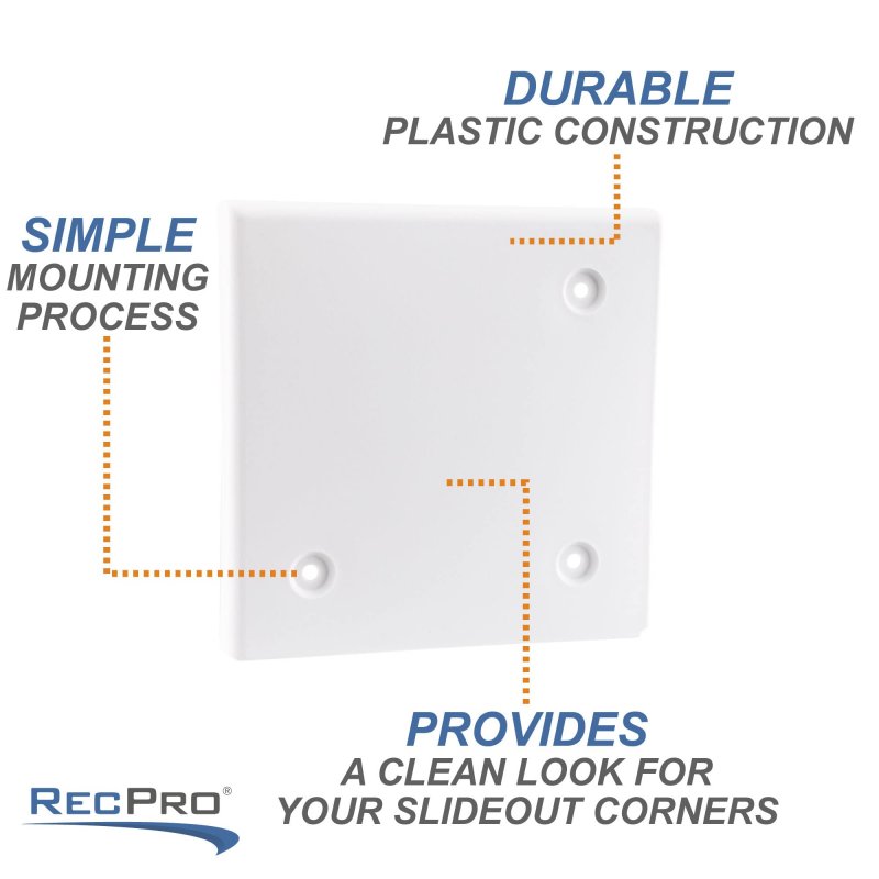 Rv Slide Out Corner Cover Square 4 5 In Pack Of Impact And Uv Resistant Plastic Rp-1697-wh