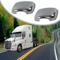Cpowace Pair Hood Mirror Covers Kit Driver And Passenger Sides Fit For Freightliner Cascadia Chrome 