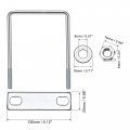Uxcell Square U-bolts 3-1 2 90mm Inner Width 180mm Length Carbon Steel M8 With Nuts Frame Plate Round Washers