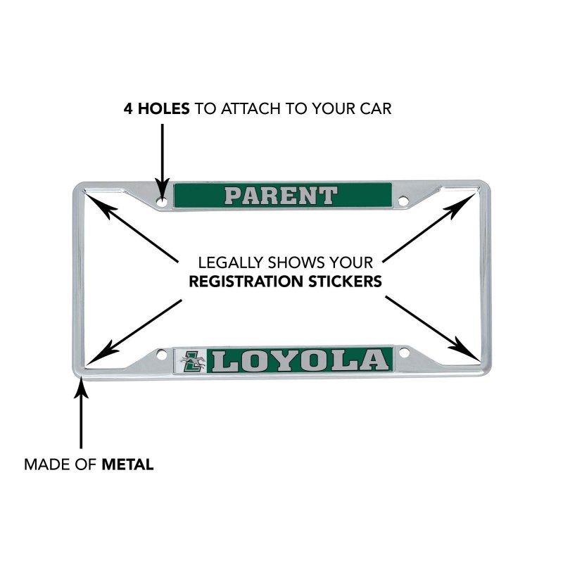 Loyola Maryland University Greyhounds Metal License Plate Frame For Front Or Back Of Car Officially Licensed Parent