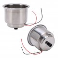Cup Holdera 2pcs 304 Stainless Steel Drink Luminous Holder Insert 8 Leds With Draining Hole For Marine Boat Cargreen Yacht