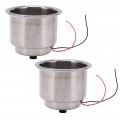 Cup Holdera 2pcs 304 Stainless Steel Drink Luminous Holder Insert 8 Leds With Draining Hole For Marine Boat Cargreen Yacht