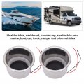 Cup Holdera 2pcs 304 Stainless Steel Drink Luminous Holder Insert 8 Leds With Draining Hole For Marine Boat Cargreen Yacht