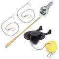 Uxcell Toilet Handle Replacement Kit Flush Valve Fitting With Flapper And 2 Pcs Stainless Steel Chain For Use Standard 2-inch 