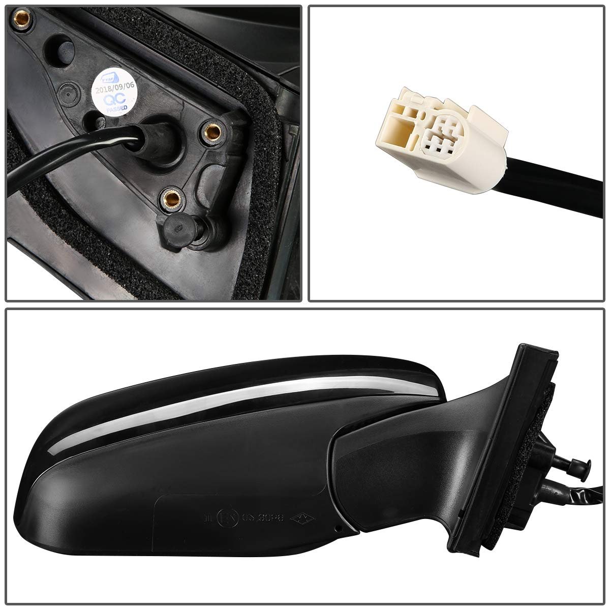Powered Passenger Right Side View Door Mirror For Toyota Rav4 06-12 Black Textured Finish Manual Folding And Adjustment