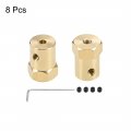 Uxcell Hex Coupler 3mm Bore Motor Brass Shaft Coupling Flexible Connector For Car Wheels Tires 8pcs