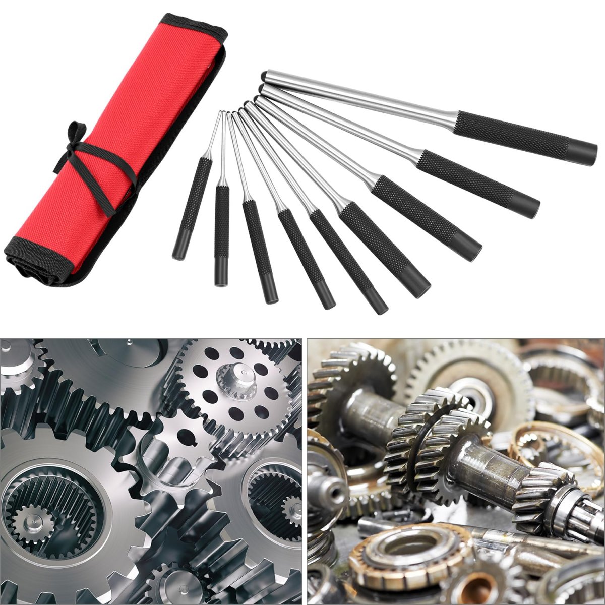 9 Piece Pin Punch Set Chrome Vanadium Steel For Automotive Watch Repair Jewellery And Crafts 1 16 In To 5 Wd43917 With Nylon