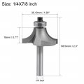 Uxcell Router Bit 1 4 Inch Shaft 7 8 Cutting Diameter Round Over Corner 2 Flutes Tungsten Steel For Woodworking Milling Cutter
