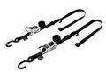 Powertye 1in X 7ft Ratchet Soft-tye Tie-downs With S-hooks - 800 Lb Working Load Limit 2 400 Breaking Strength Black Pair 