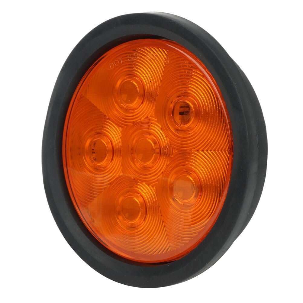 4 Pack In 6 Led Round Trailer Tail Lights Amber Side Marker Clearance Waterproof Rear Brake And Turn Signal Lamps For