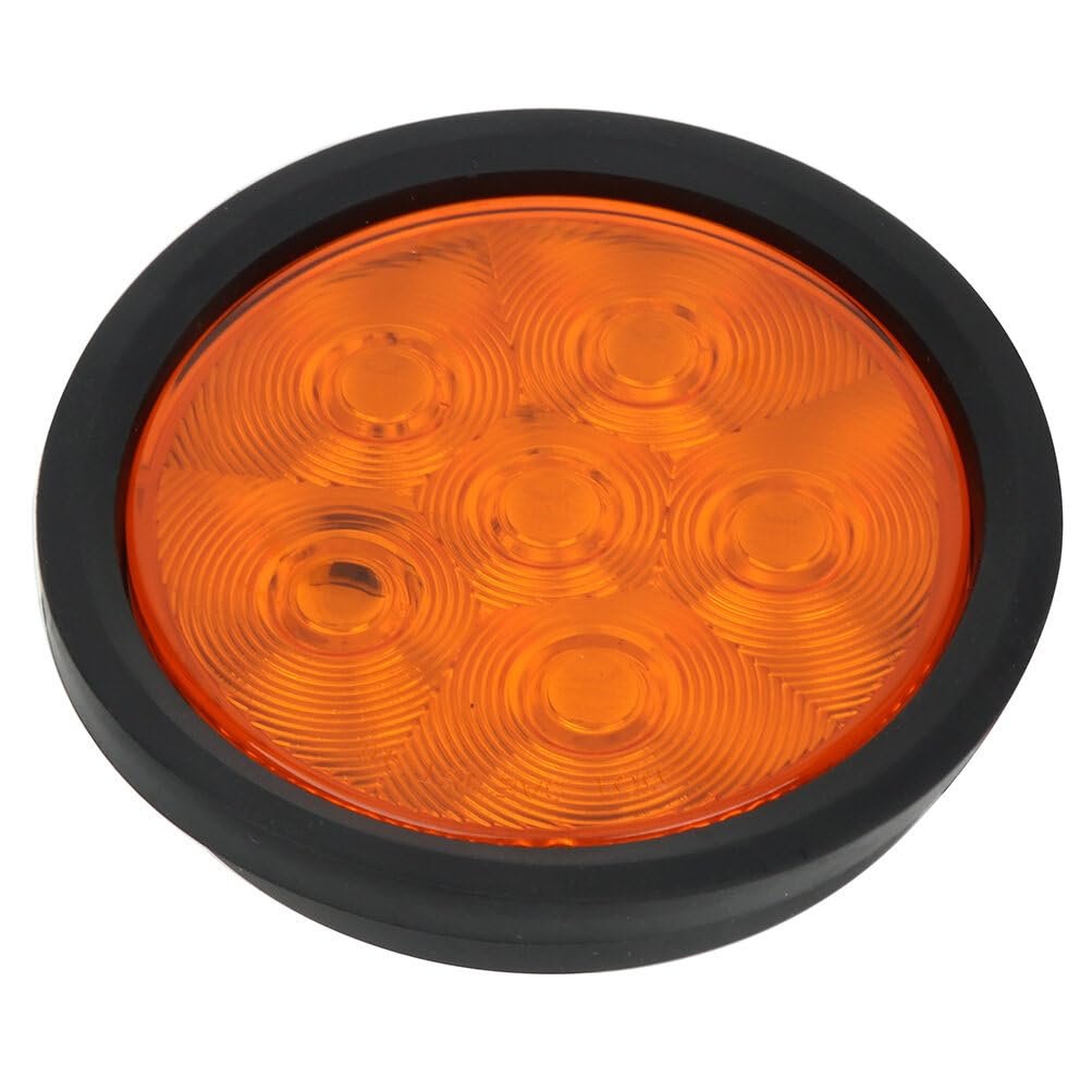 4 Pack In 6 Led Round Trailer Tail Lights Amber Side Marker Clearance Waterproof Rear Brake And Turn Signal Lamps For