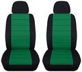 Black And Emerald Green Universal Fit Front Bucket Car Seat Covers Set Of 2 With Separate Headrest Durable Cotton Material Foam 