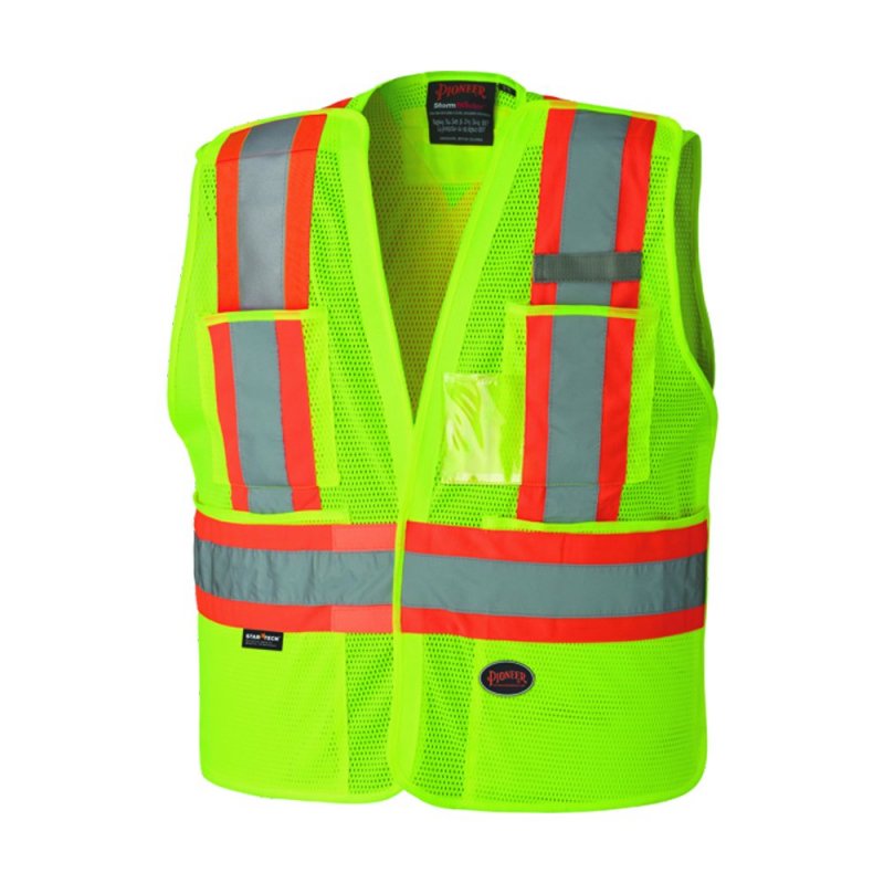 Pioneer V1021560u Hi-vis Safety Tear-away Vest Yellow Green Small Medium