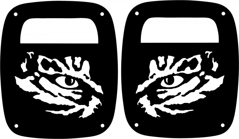 Jeeptails Tiger Eyes Left And Right Tail Lamp Light Covers For Jeep Cj Or Yj Tj Wranglers Black Set Of 2