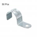 Uxcell 50pcs Rigid Pipe Strap 32mm 1 26 One Hole U Bracket Zinc-plated Steel Tension Tube Clip Clamp Reinforced Rib For Fixing