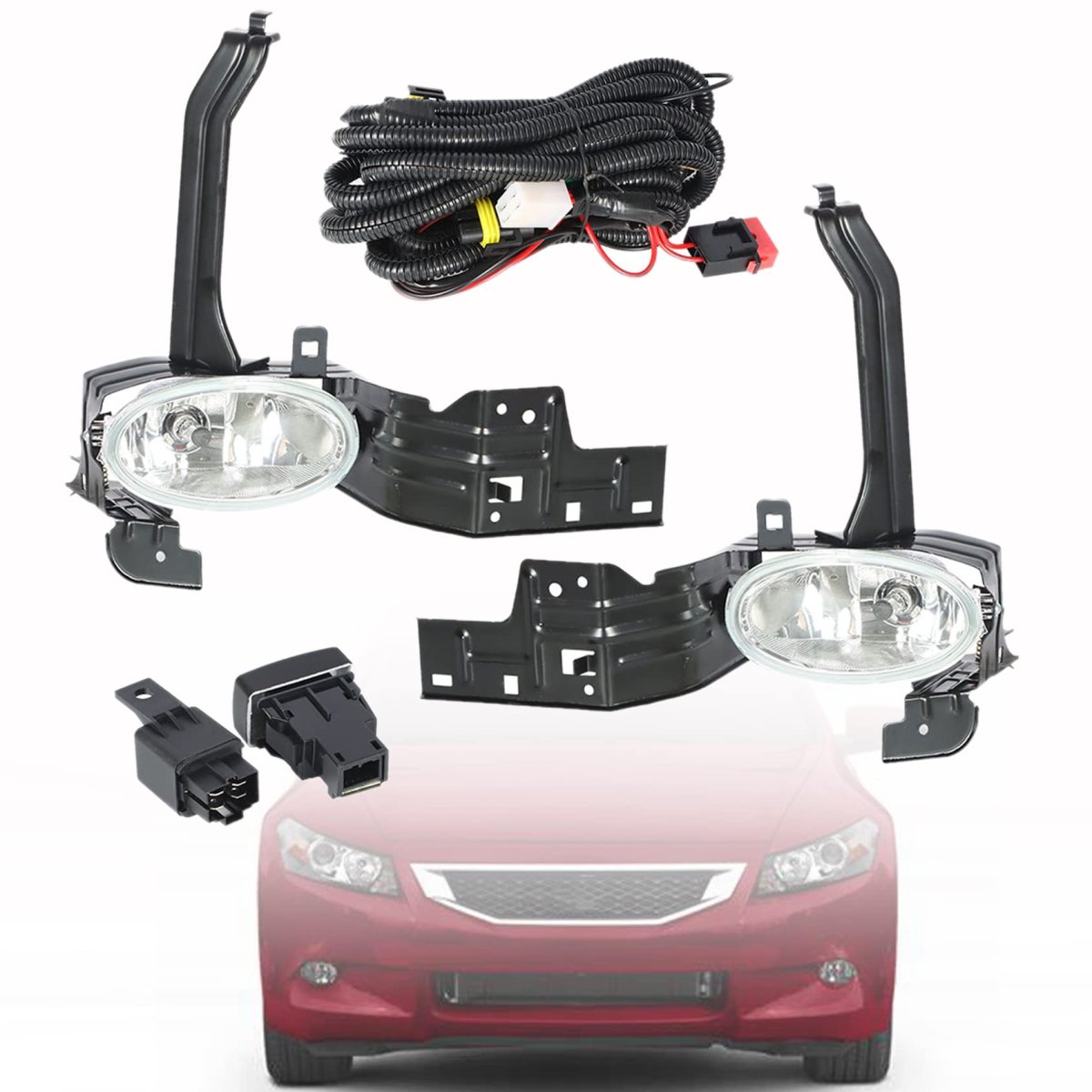 Fog Light Assembly Kit With Bulbs Switch And Wiring For Accord Sedan 2008 2010 2 Piece Set H11 12v 55w Front Left Right Yellow