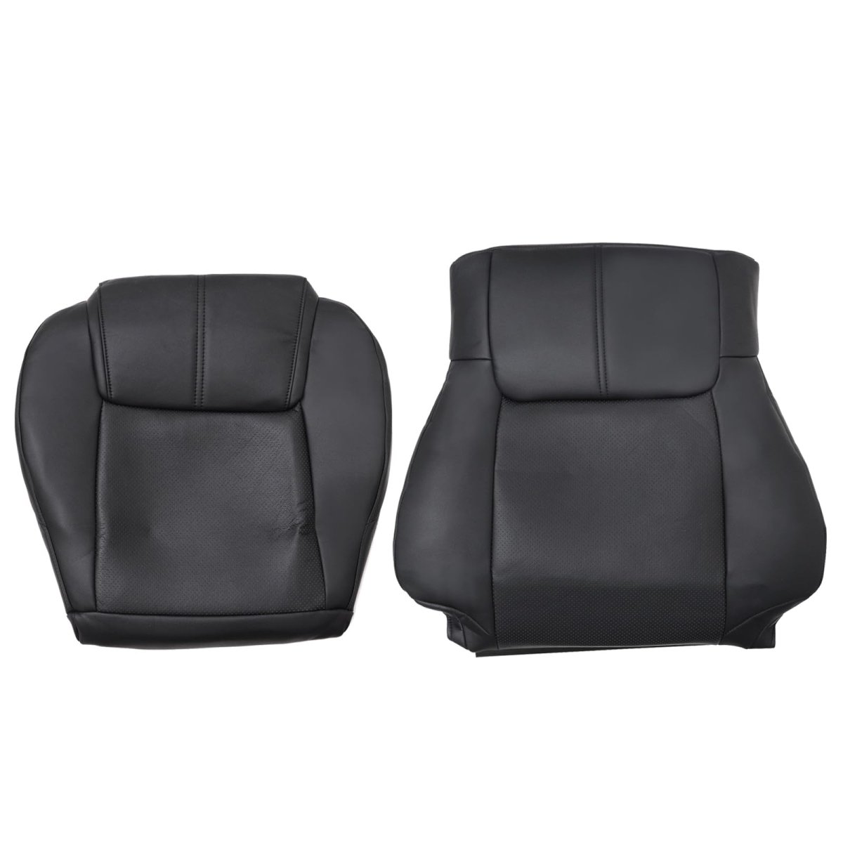 4pcs Front Driver Passenger Bottom Top Lean Back Replacement Leather Seat Covers Perforated Black For Jeep Commander 2006 2007