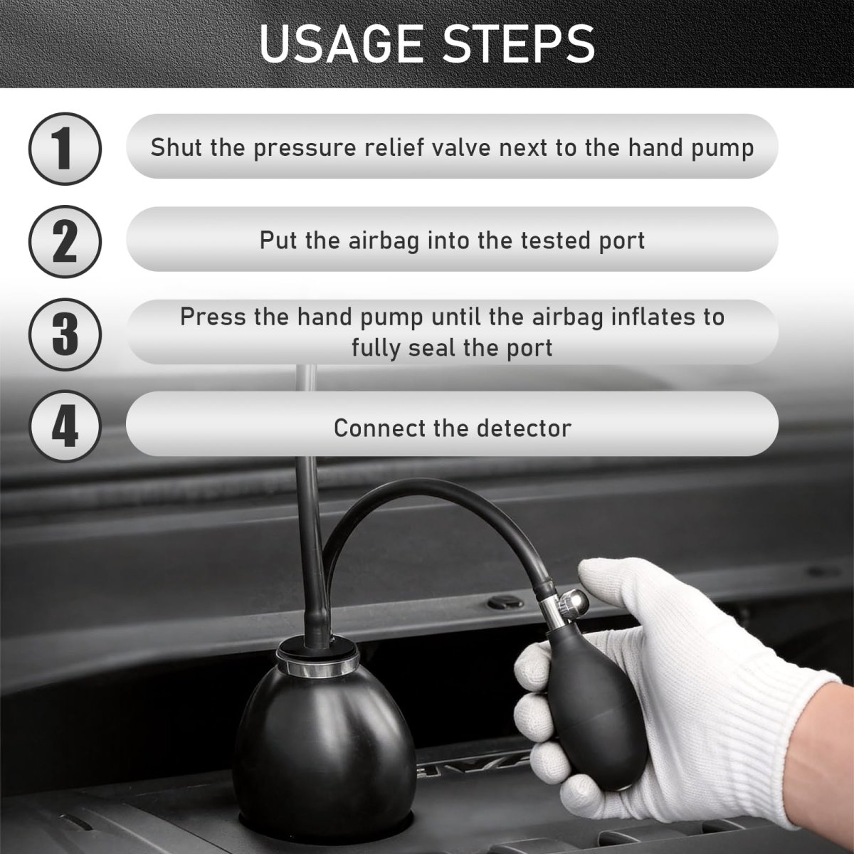Universal Easy Intake Adapter Inflatable Block Off Bladder For 12v Vehicle Pipe Fuel Leakage Detector Diagnostic Tester With