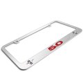 Ford Mustang 5 0 Red Dual Logo In 3d On Mirror Chrome Metal License Plate Frame Official Licensed