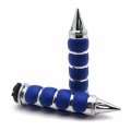 Httmt Trhb114a- Motorcycle Chrome Blue Billet Rubber 7 8 22mm Handlebar Grips Compatible With Suzuk Kawasak Yamah Cbr 600 F3