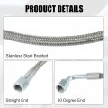 X Autohaux 4an Turbo Oil Feed Line 12 Length Stainless Steel Braided An4 90 Degree Straight Hose End Pressure Remote