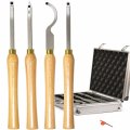4pcs Mini Carbide Tipped Wood Lathe Turning Tools Combo Set Rougher Detailer Finisher Hollower With Handle And Diamond Round 