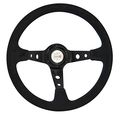 Ajp Distributors Universal Replacement 350mm Deep Dish Suede Wrapped Blue Stitching Steering Wheel Black With Type R Horn 
