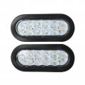 2pcs 12v 6 Oval White 10 Led Trailer Truck Reverse Backup Tail Lights Clear Lens With Grommet 