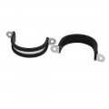 Uxcell 40mm Dia Rubber Lined U Shaped 304 Stainless Steel Pipe Clip Hose Clamp 4pcs