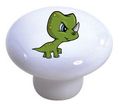 Set Of 2 Green Baby Dinosaur Ceramic Cabinet Drawer Pull Knobs 