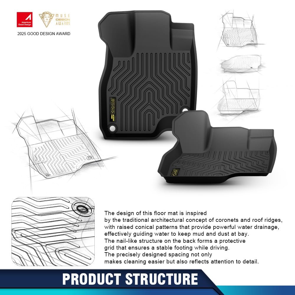 Tpe All Weather Floor Mats For Buick Envision 2021 2022 2023 4 Piece Set Including 1st 2nd Row And 3rd Cargo Liners Black Non