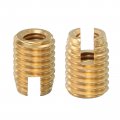 Uxcell Self Tapping Threaded Inserts 10pcs Inner M6-1 Outer M10x14 Brass Slotted Thread Repair Nuts