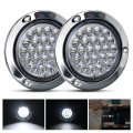 Nilight 4a Round Trailer Tail Light 2pcs 24led White Stainless Steel Chrome Bezel Waterproof Backup Reverse Lights For Truck 
