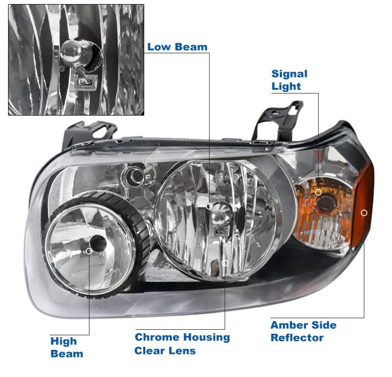 Headlight Headlamp Lamp Driver Side For 2005-2007 Ford Escape