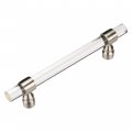 H Bowes Lucite On Satin Nickel Pull 128mm Hole Centers 7 Overall Length Clear 10 Pack 