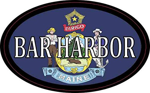 4in X 2 5in Oval Maine Flag Bar Harbor Sticker By Stickertalk